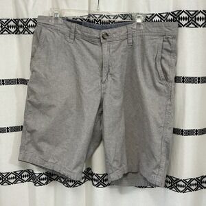 Wallin & Bros. Gray Shorts Casual Chino Style Flat Front Mens Size 36